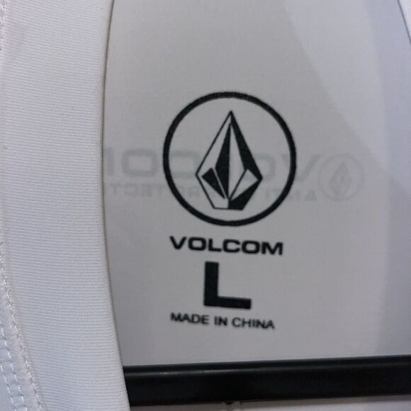 White Rashie Rashguard Volcom Hawaii stretch surfing stretch beach T shirt 🌊 L - Picture 2 of 5